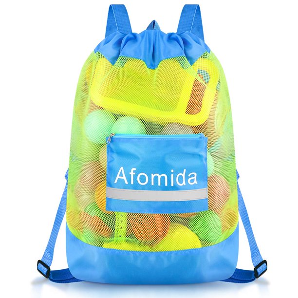 Mesh Beach Bag Large Tote Sand Beach Toy Bag Durable Backpack Swim and