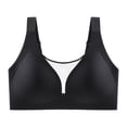 thumbnail image 4 of Alun Comfortable and Wide Shoulder Strap Bras for Women Breathable Lace Splicing V-Neck Wireless Seamless Bralette Solid Color Simple Stylish for Large Everyday Wear Black XXXXL, 4 of 6