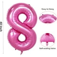 thumbnail image 2 of 40 Inch Blue 8 Balloon Number 8th Birthday Party Decorations for Women or Men Huge Mylar Anniversary Wedding Bridal Shower Engagement Photo Shoot Party Supplies (Hot Pink 8), 2 of 14