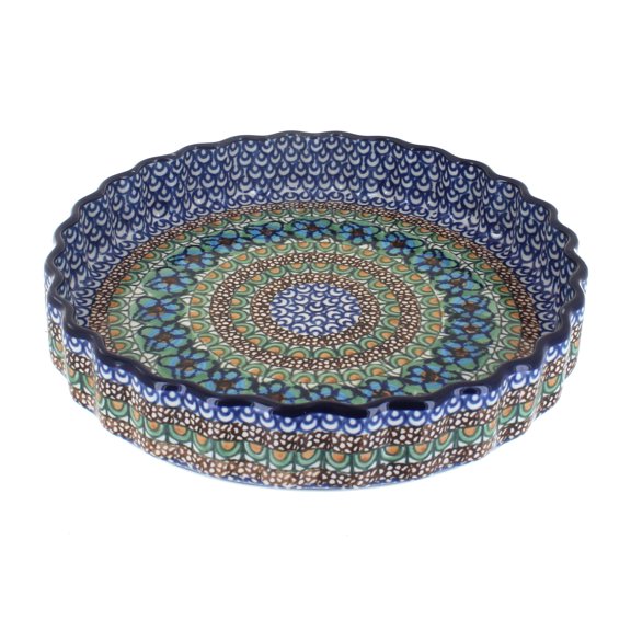 Blue Rose Polish Pottery Mardi Gras Torte Plate