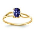 thumbnail image 1 of Solid 14k Yellow Gold 6x4mm Oval Tanzanite Blue December Gemstone Engagement Ring Size 7.5, 1 of 2
