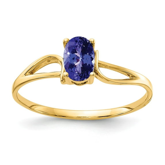 Solid 14k Yellow Gold 6x4mm Oval Tanzanite Blue December Gemstone Engagement Ring Size 7.5