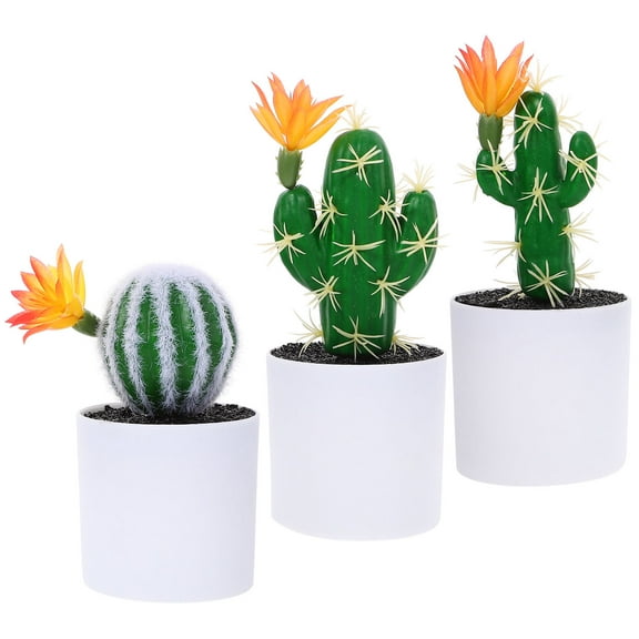3 Pcs Home Decor Plant Fake Potted Cactus Succulent Bouquet Arrangement Cactus Ornament Artificial Cactus Decorate Plastic Office