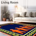 thumbnail image 2 of ODIKA 3'x5' Machine Washable Non-Slip Area Rug, Championship Supporter Hallway Entrance Greeting Emblem High Traffic Rug, Blue, 669903, 2 of 7