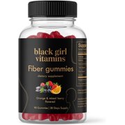 Black Girl Vitamins Fiber Gummies – Prebiotic Gut Health & Bloat Relief, Vegan, Gluten-Free, Halal, 90ct