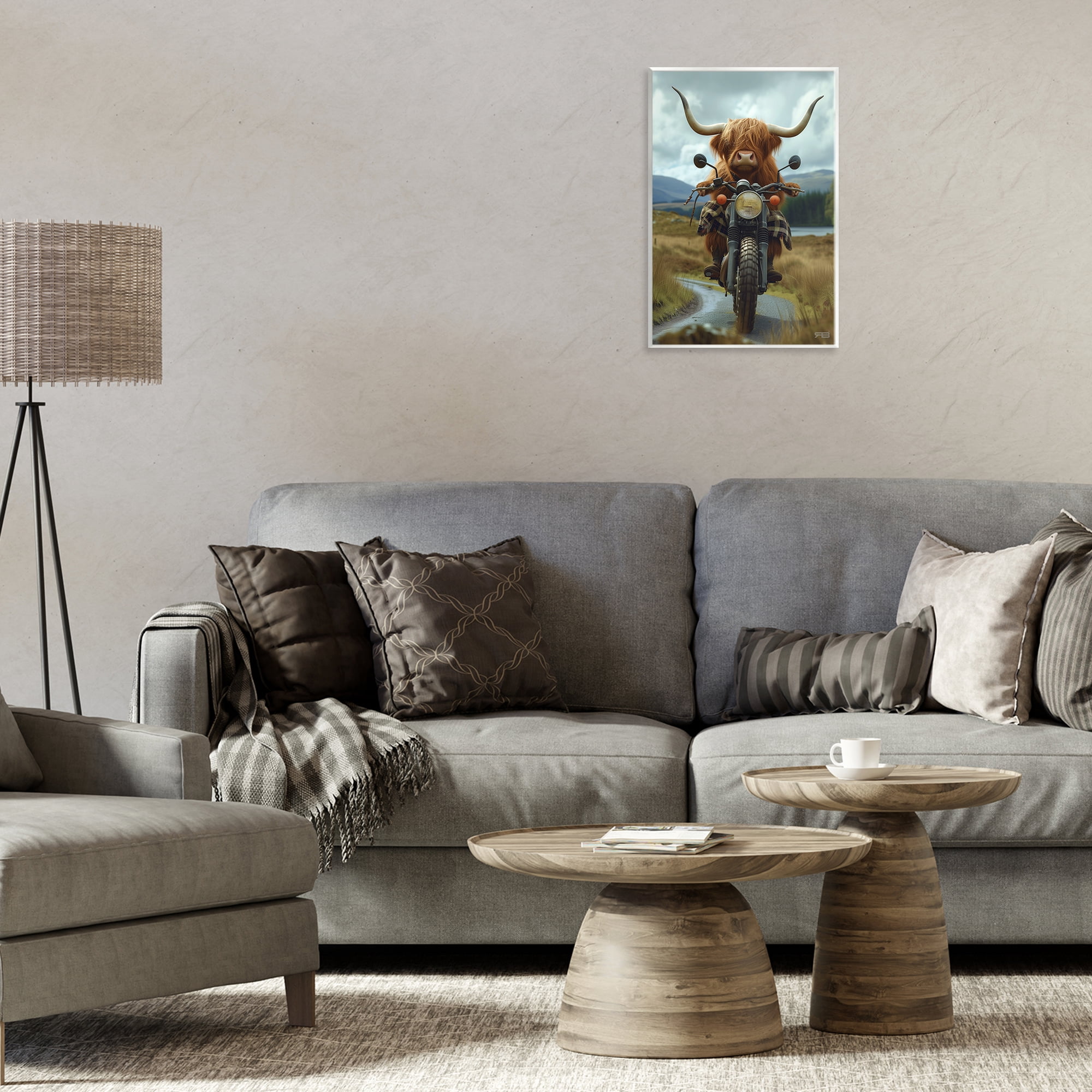 Stupell Industries Motorbike Rural Cattle Animals & Insects Painting Unframed Art Print Wall Art, 10 x 15