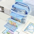 thumbnail image 3 of Large Pencil Case Big Capacity Pen Pouch With 3 Compartments Pencil Bag With Zipper Organizer Makeup Bag, 3 of 5