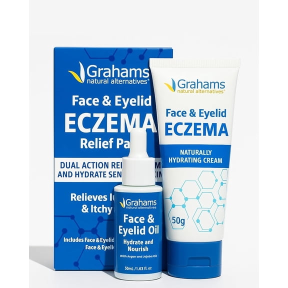 Grahams Natural Face & Eyelid Eczema Relief Kit (1.76 oz Cream & 50ml Oil)