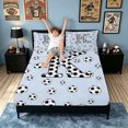 thumbnail image 3 of meiyoeat Football Monogrammed K Bed Sheets for Boys, Blue Sport Soccer Full Size Sheets, 4 Pieces, 1 Flat Sheet, 1 Fitted Sheet and 2 Pillowcases, 3 of 5