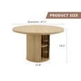 thumbnail image 3 of 47.2-Inch Round Wooden-Style Dining Table with Roman Column Base and Double-Layer Storage Shelf - Classic Wood Grain Finish for Elegant Dining Room Decor, 3 of 9