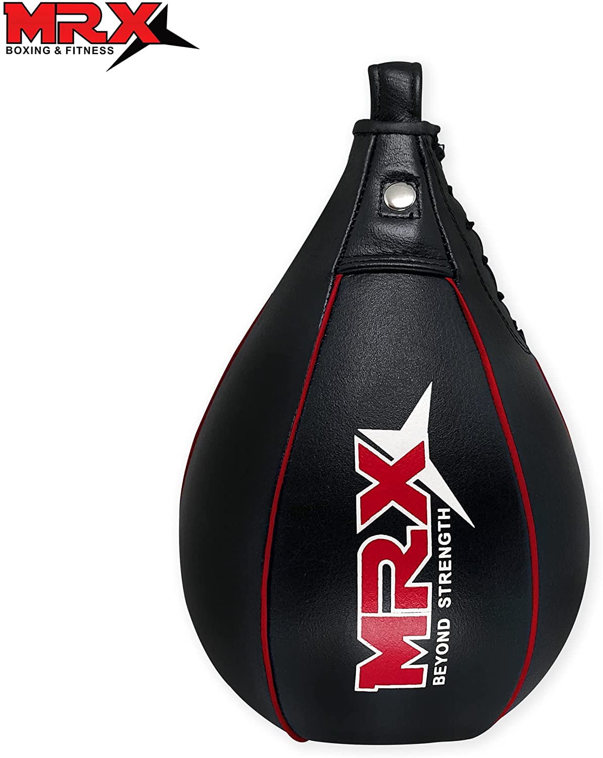 MRX Speed Punching Bags Genuine Leather MMA Training Speed Bag Muay Thai SpeedKills Punching, Dodge Striking Bag for Workout Pro Boxing Bag for Home Gym Kids, Men, Women Full Black Red