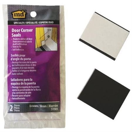 New 2pk 51501 M-D 2/"x1-3//4/" BROWN DOOR WEATHERSTRIP FOAM CORNER SEALS DRAFT GAP