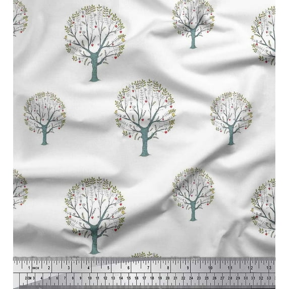 Soimoi Velvet Fabric Tree Block Print Fabric by The Yard 58 Inch Wide