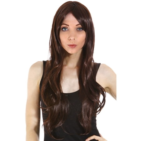 Simplicity High Quality Long Curly Full Wig Wavy Cosplay Party Wigs, Light Brown