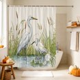 thumbnail image 5 of Wildlife Birds Shower Curtain Set - Small 36" x 72" Washable Bathtub Curtain with 12 Hooks, Beige Farmhouse Botanical Water Reflection Waterproof Fabric Stall Shower Curtains for Bathroom Décor, 5 of 8