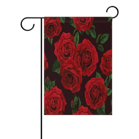 Shabby Chic Outdoor POPCreation Shabby Chic Rose Garden Flag Red Flower Leaf Outdoor Flag Home Party 28x40 inches ()