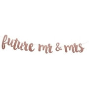 Future Mr & Mrs Banner, Rose Gold Gliter Paper Sign for Engagement Party Decorations Photo Backdrops