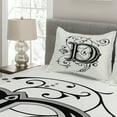 thumbnail image 2 of Ambesonne Letter D Quilted Coverlet 3 Pcs, D Medieval Art, Queen Size, Black Grey White, 2 of 4