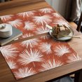 thumbnail image 6 of Burnt Orange Palm Leaves Placemats Set of 8 Summer Tropical Botanical Place Mats Indoor Wipeable Table Mats Washable Cloth Dining Table Placemats for Kitchen Holiday Party Home Decor 13x19 Inch, 6 of 8