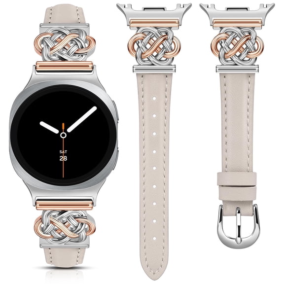 Wearlizer Celtic Knot Leather Band Compatible with Samsung Galaxy Watch 9/8 40mm 44mm & Galaxy Watch 8 Classic 46mm Women, Slim Dressy Soft Leather Strap