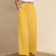 thumbnail image 2 of LLYwey Clearance Sales Yoga Pants for Women Fashion Ladies Casual Solid Color Loose Pants Straight Wide Leg Trousers Pants New Full Length Pants Regular Fitted Yellow L, 2 of 6