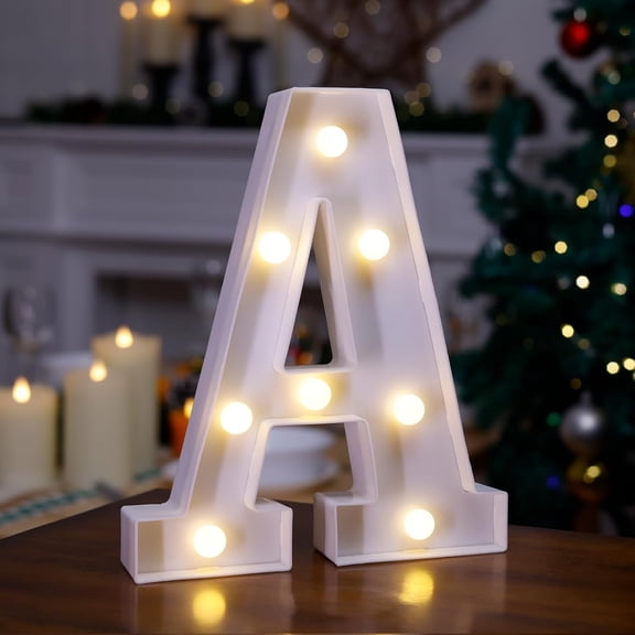 HIBIBUD Led Light Up Letters,26 Alphabet Marquee Letter Lights Sign-Letter A|Decorative Lighted Letter,Battery Powered Led Letter Lights for Night Light,Wedding,Birthday,Party,Bar Or Home Decor