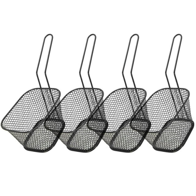 Cesta de Papas Fritas Acero Inoxidable Negro 4 Piezas Colador de Cocina