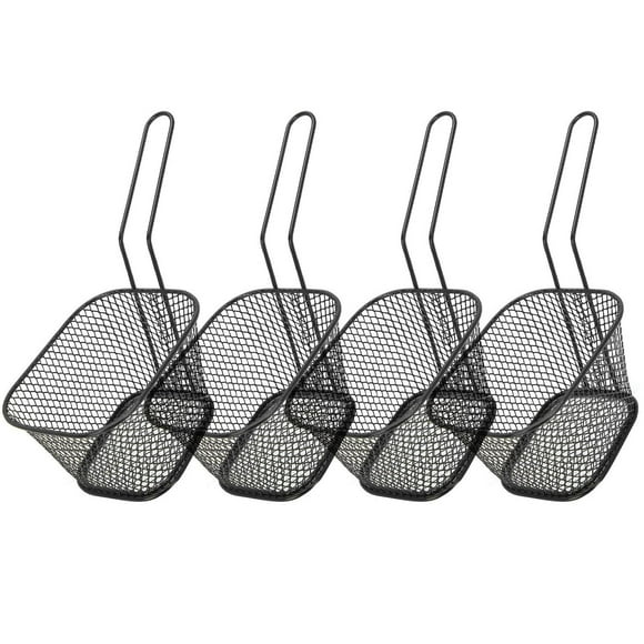 Cesta de Papas Fritas Acero Inoxidable Negro 4 Piezas Colador de Cocina