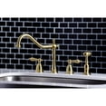 thumbnail image 2 of Kingston Brass KB1797ALBS Heritage Double-Handle 4-Hole Widespread Kitchen Faucet with Brass Sprayer in Brushed Brass, 2 of 8