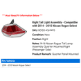 thumbnail image 2 of Right Tail Light Assembly - Compatible with 2014 - 2015 Nissan Rogue Select, 2 of 2