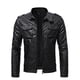 thumbnail image 2 of Chaqueta de piel y forro polar para hombre, chaqueta de moto, chaqueta de piel cálida Pompotops  oipoqjl13650, 2 of 7