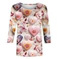 thumbnail image 4 of WXLWZYWL Tops for Women Trendy,Women's Casual Valentines Day Heart Printed Loose Round Neck 3/4 Sleeve Crewneck T Shirt, 4 of 4