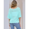 thumbnail image 4 of DARING DIVA Women's Crochet Hollow Out Knit Half Sleeve Top S Sky Blue, 4 of 6