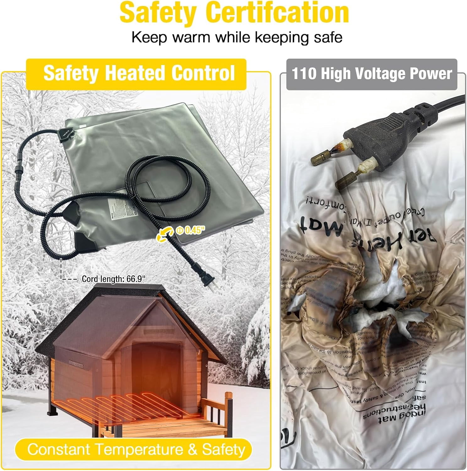 Aivituvin Heated Dog House Outdoor 50.9" Large Dog Kennel with Metal Frame Insulated Indoor Dog Cage for Small Medium Large Dogs with Heater and Insulated Liner