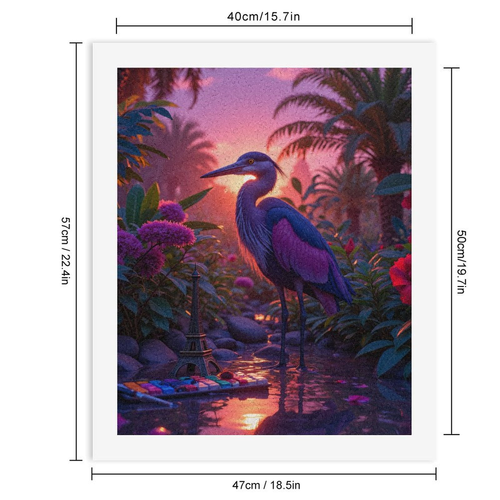 Paint By Numbers Kit for Adults Beginner - Heron Sunset Tropical Art Palette DIY Canvas Painting Kits for Adults, Frameless Paint By Number for Adults for Home Wall Decor 16x20 Inch