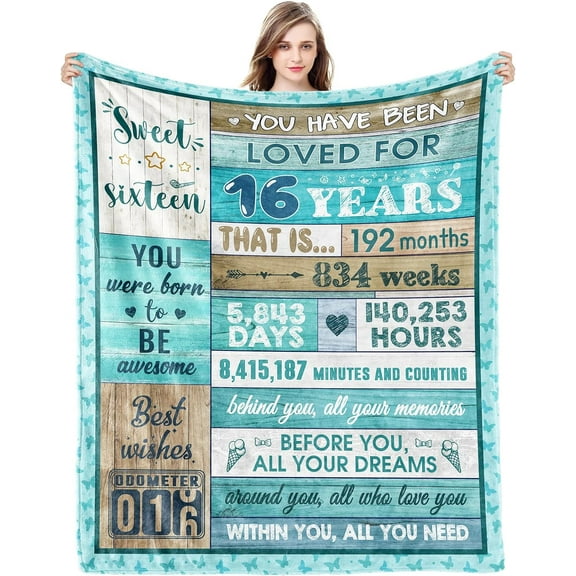 MMYGU Sweet 16 Gifts for Girls 16 Year Old Girl Birthday Gift Ideas 16th Birthday Gifts for Girls Gifts for 16 Year Old Girl Sweet 16 Party Decorations Throw Blanket 30x40in