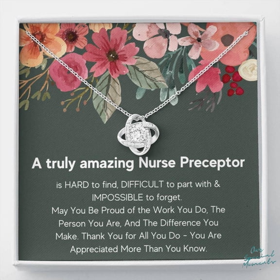 Personalized Love Knot, Nurse Preceptor Necklace, Appreciation Jewelry Gift For Nurse Preceptor Necklace Message Card, Nurse Preceptor Christmas Gifts