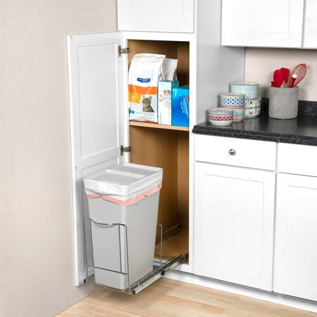 Pull Out Trash Can Under Cabinet- Trash Can Not Included, Heavy Duty w/ 5 Year Limited Warranty- Requires a 13”W X 22”D Cabinet Opening, Chrome