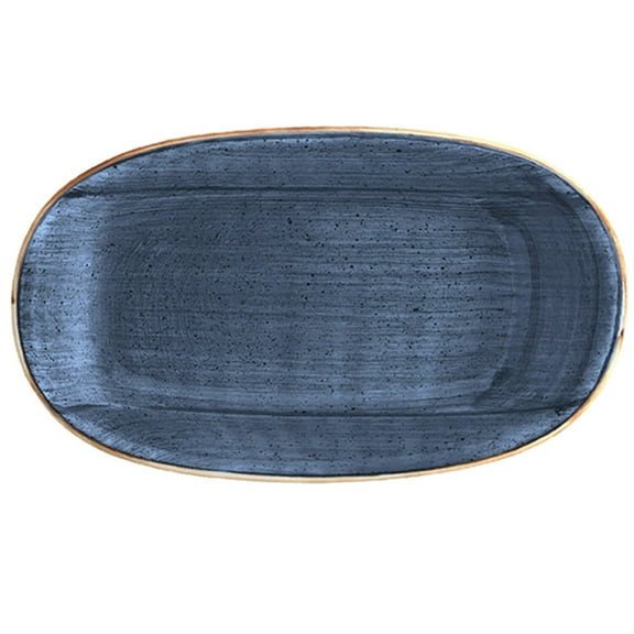 Dusk 13" x 7.5" x h:1.5" Oval Blue Porcelain Platter