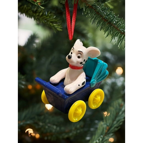 ORNAMENT 101 Dalmatians Holiday In Stroller Pram Disney Figurine Charm