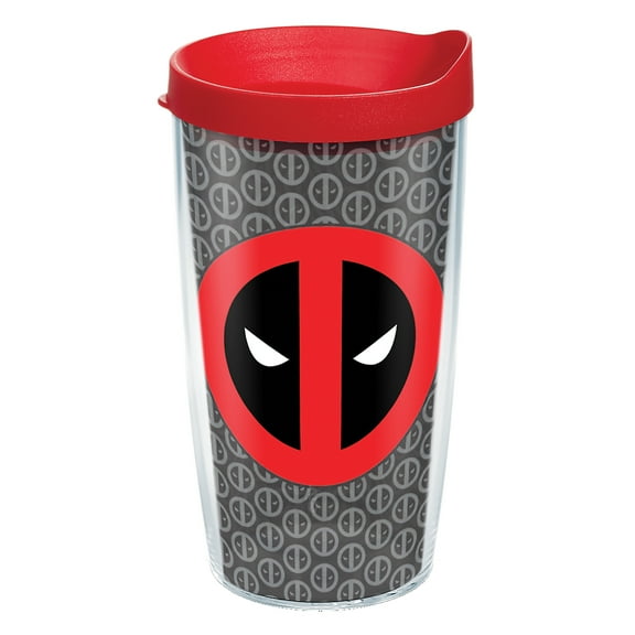 Tervis  Marvel Deadpool Icon Repeat Made in USA Double Walled Insulated Travel Tumbler, Classic 16oz