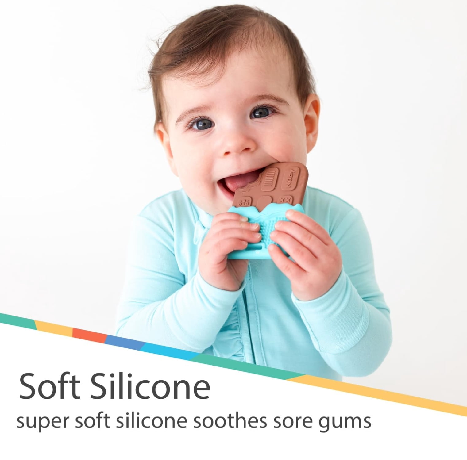 Nuby Silicone Baby Teether with Easy Grip Design, Chocolate Bar