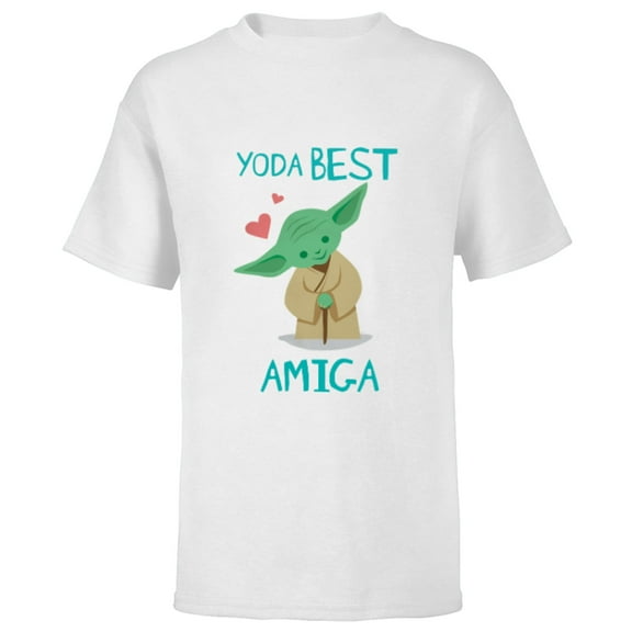 Star Wars Yoda Best Amiga Yoda Chibi Portrait Friend Spanish- Short Sleeve T-Shirt for Kids - Customized-White