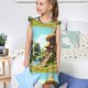 thumbnail image 4 of Fotbe Cartoon Mushroom House Vestido de Dormir para Niñas de 3 a 10 Años, Mangas Cortas, Estilo Princesa, Pijama Camisón con Mangas Voladas-Small, 4 of 6