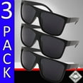 thumbnail image 2 of Mens Sunglasses Sport Style All Black 3 Pack Deal Wrap Biker Locs Look, 2 of 5