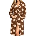 thumbnail image 3 of Wiyuqeen Love Heart Print Robes for Women Fleece Hooded Bathrobe Soft Fuzzy Sleepwear Warm Plush Fluffy Bath Robe with Pocket S-XXL, 3 of 9