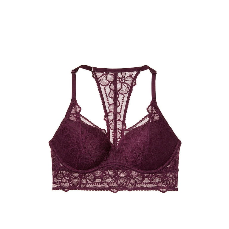 New Victoria's Secret PINK Lace T-Back Halter Bralette Small Burgundy NWT  B1710