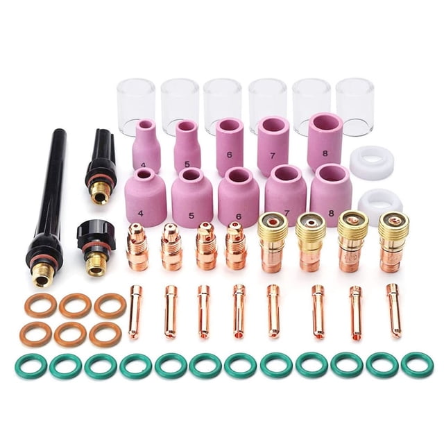 Graflsoa 55-Piece TIG Welding Torch Accessory Kit for WP-17/18/26, High-Temperature Resistant Glass Cups & Nozzles, Complete Welding Solution