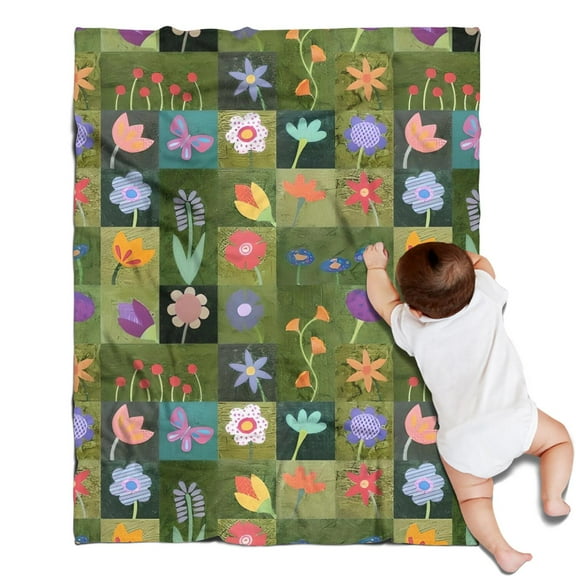 Pioneer Flower Floral Print Pattern Blanket,Comfortable Soft Flannel Throw Blanket,All Season,Warm Lightweight Blankets for Sofa Bed Couch Living Room Chair,30"x40"