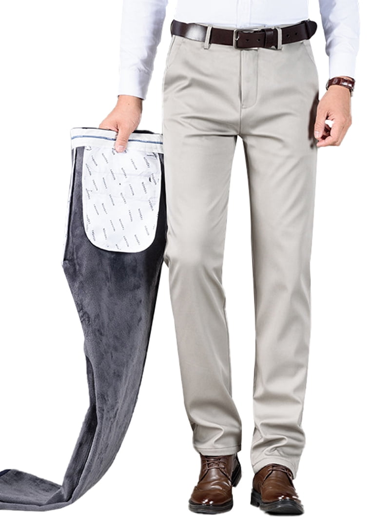 Men Classic Fit Fleece Lined Plain Front Dress Pant Casual Stretch Pants  Thermal Big and Tall Pants - Walmart.com